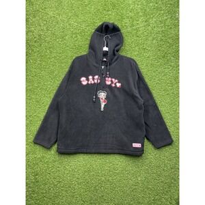 Betty Boop Hoodie Missy Small (4/6) Sassy Black Fleece 1/4 Zip Vintage Y2K Cute